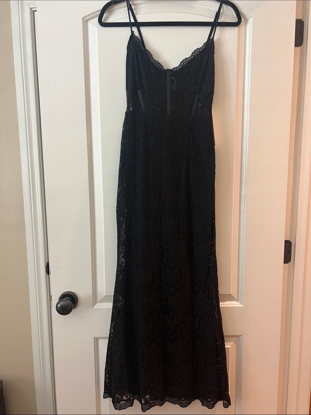 Aqua Black Lace Maxi Slip Dress